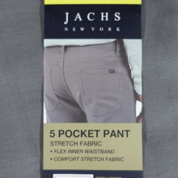 2 Pair Jachs New York Mens 32x32 Navy Gray 5 Pocket Stretch Fabric Pants - Picture 7 of 15